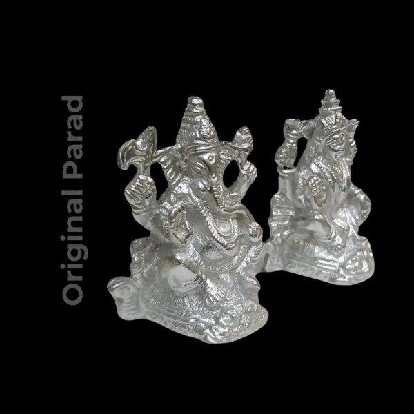 100% Original Parad Lakshmi Ganesh Murti / Parad Maa Laxmi on Owl & Ganesha on Rat 300 gm (PALXG-004) - Image 3